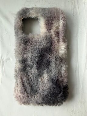 Plush Faux Fur Phone Case - Grey Marble